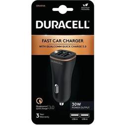 Duracell 2xUSB 30W car charger black [Leveranstid: 4-5 vardagar]